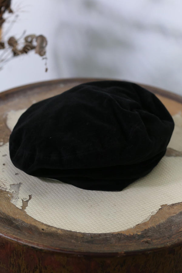 HORISAKI Silk Noil Fabric Beret Sweden Handmade HSK-THVBAS-HV BLACK VELVET